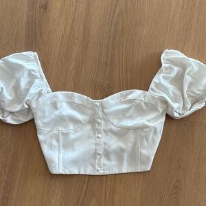 Tiger Mist White Puff Sleeve Blouse